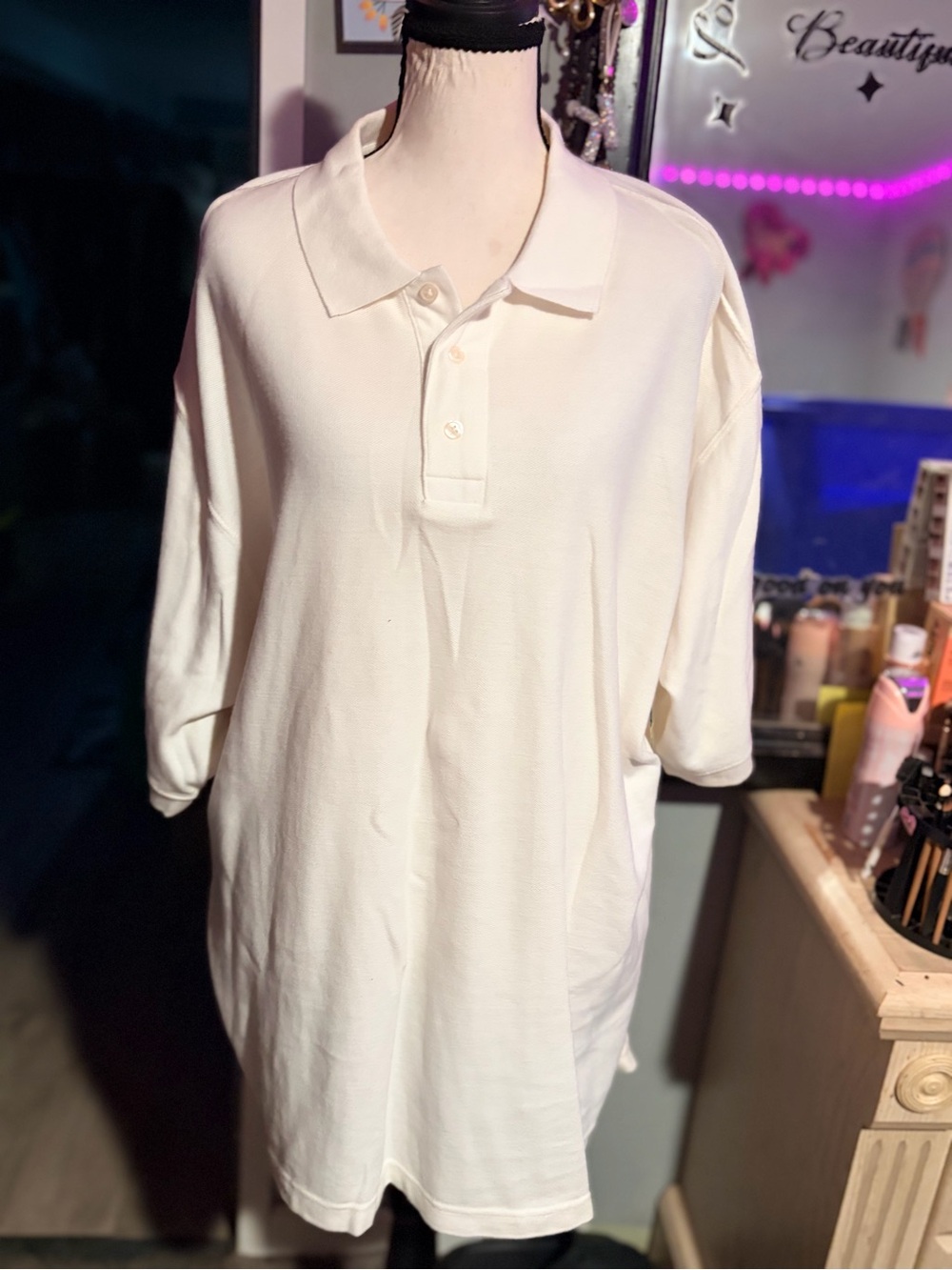 NWOT Cherokee Men's Cream Short-Sleeve Polo- XL